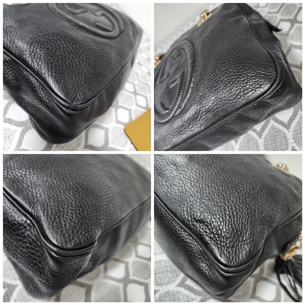 GUCCI Pebbled Leather Soho Chain Shoulder Bag Black - Picture 14 of 16